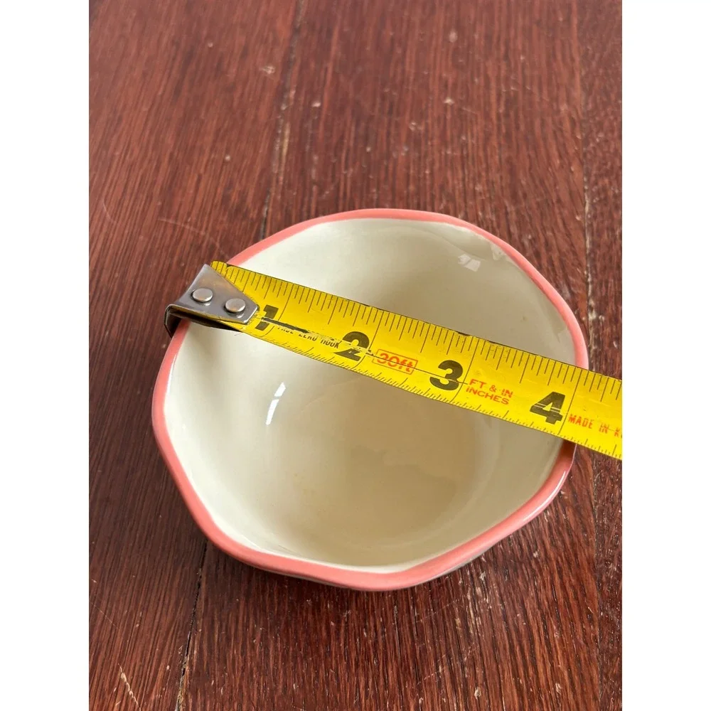 Pioneer Woman Floral 1/2‎ Cup Measuring Prep Bowl Stoneware Scalloped Pink Rim
